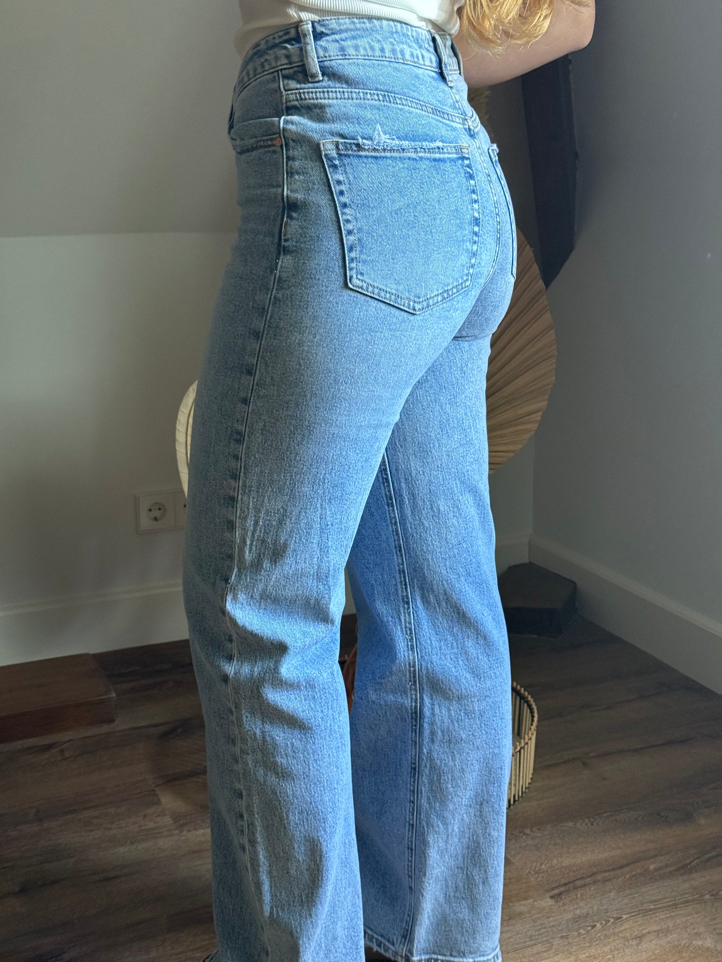 QUEEN HEARTS WIDE LEG JEANS - BLAUW