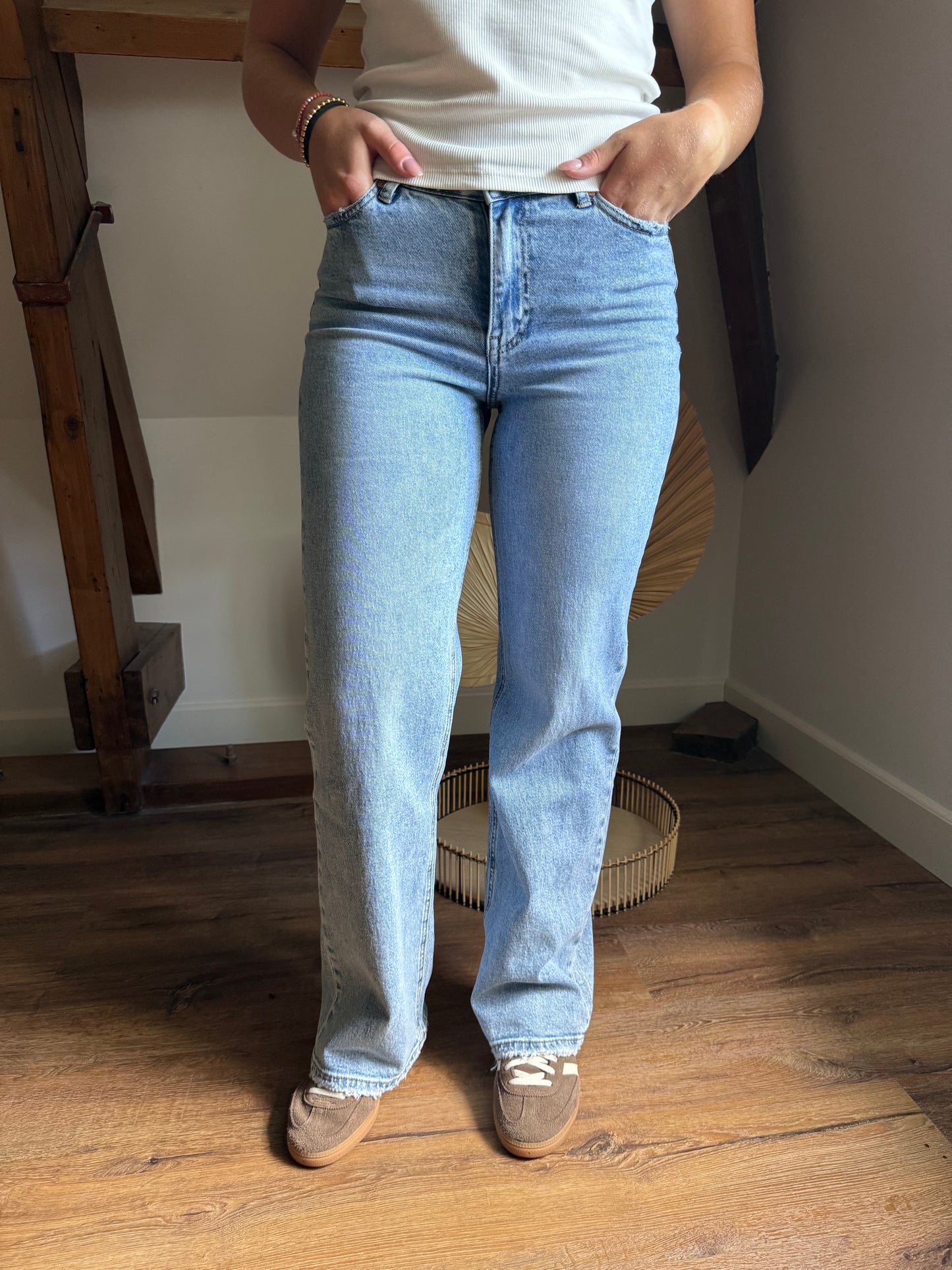 QUEEN HEARTS WIDE LEG JEANS - BLAUW