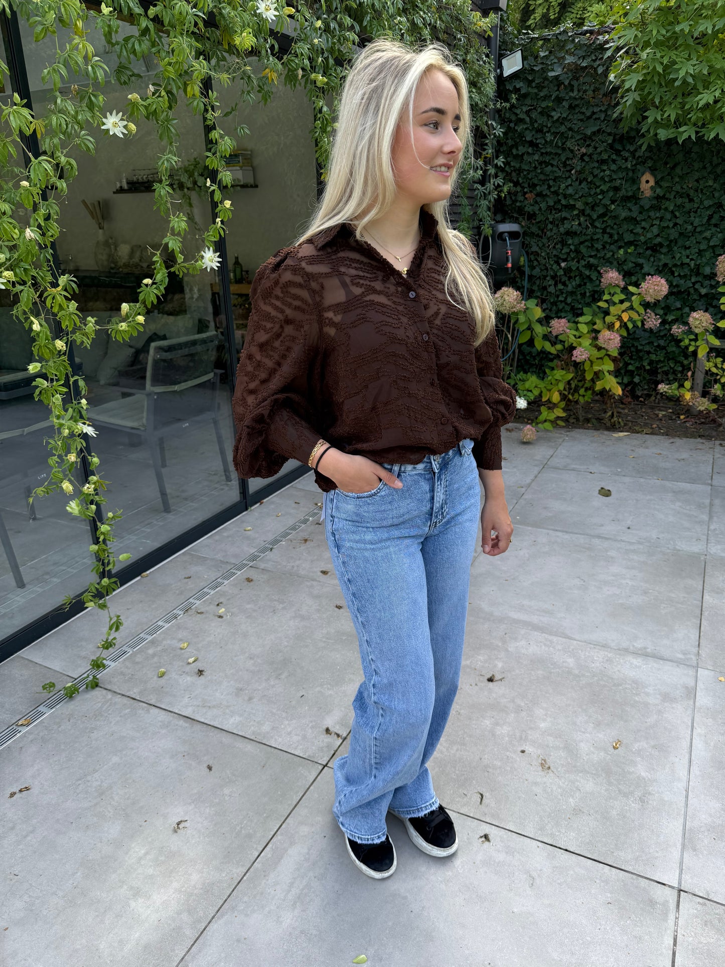 QUEEN HEARTS WIDE LEG JEANS - BLAUW